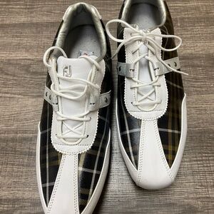 FootJoy White and Black Plaid Athletic Shoes